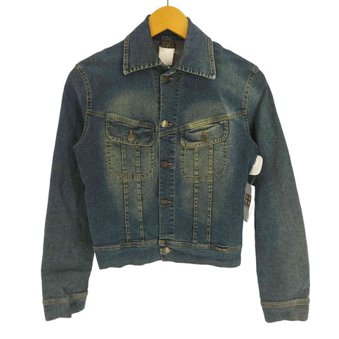 PLEIN SUD JEANS ロゴ 型押し 革パッチ デニム トラッカー ジャケット レディース