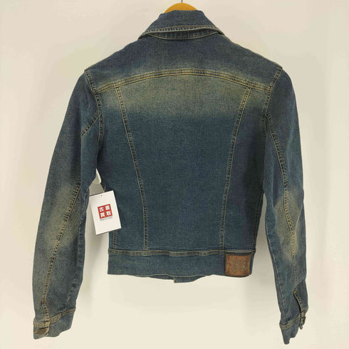 PLEIN SUD JEANS ロゴ 型押し 革パッチ デニム トラッカー ジャケット レディース