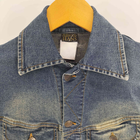 PLEIN SUD JEANS ロゴ 型押し 革パッチ デニム トラッカー ジャケット レディース
