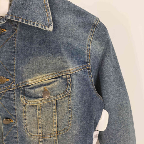 PLEIN SUD JEANS ロゴ 型押し 革パッチ デニム トラッカー ジャケット レディース