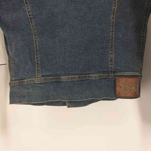 PLEIN SUD JEANS ロゴ 型押し 革パッチ デニム トラッカー ジャケット レディース