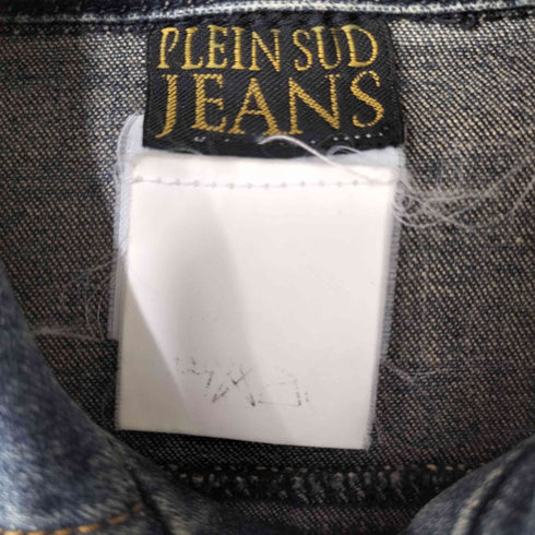 PLEIN SUD JEANS ロゴ 型押し 革パッチ デニム トラッカー ジャケット レディース