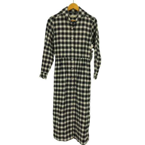 マーガレットハウエル MARGARET HOWELL 90-00S 旧タグ 日本製 チェック ウィングカラー コットン フランネル シャツ ワンピース レディース 2