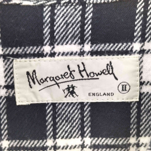 マーガレットハウエル MARGARET HOWELL 90-00S 旧タグ 日本製 チェック ウィングカラー コットン フランネル シャツ ワンピース レディース 2