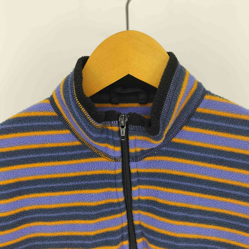 ランズエンド LANDS END 90-00S POLARTEC ポーラテック コンシール ステッチ ポケットハーフジップ ボーダー フリースジャケット レディース