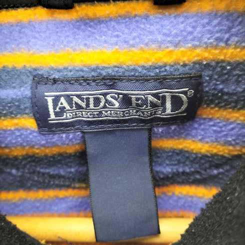 ランズエンド LANDS END 90-00S POLARTEC ポーラテック コンシール ステッチ ポケットハーフジップ ボーダー フリースジャケット レディース