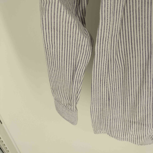 シェラデザイン SIERRA DESIGNS 90S 3本木タグ ロゴ ピスタグ フラップポケット ストライプ L/S シャツ メンズ import:M