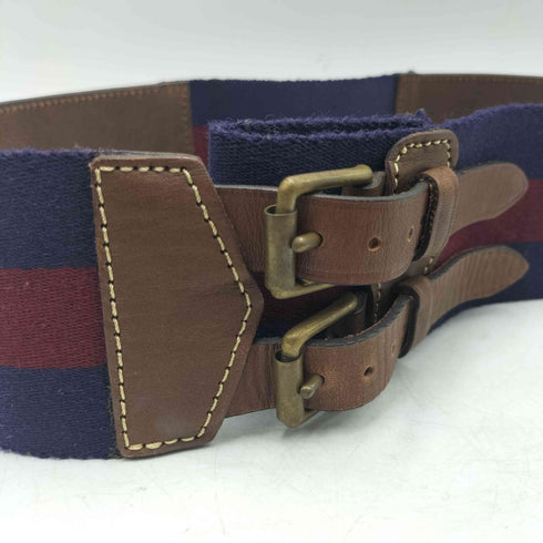 ラルフローレン RALPH LAUREN 2連 バックル レザー ライン 切替 カマーベルト レディース XS