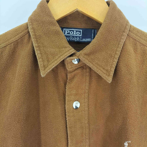 ポロバイラルフローレン Polo by RALPH LAUREN 90S ポニー 刺繍 コットン Chamois Cloth Shirt シャモア クロス L/S シャツ メンズ import:M