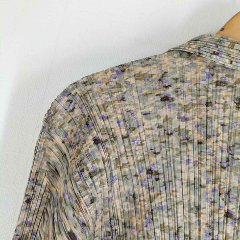 プリーツプリーズイッセイミヤケ PLEATS PLEASE ISSEY MIYAKE 13SS 総柄プリーツシャツブラウス レディース JPN:3