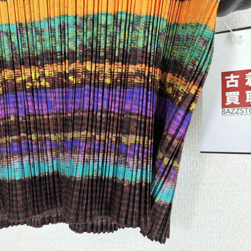 プリーツプリーズイッセイミヤケ PLEATS PLEASE ISSEY MIYAKE 12AW 総柄 マルチカラープリーツノースリーブカットソー レディース JPN:5