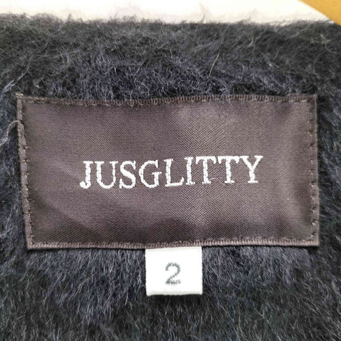 ジャスグリッティー JUSGLITTY ツイード切替ノーカラーコート レディース JPN:2