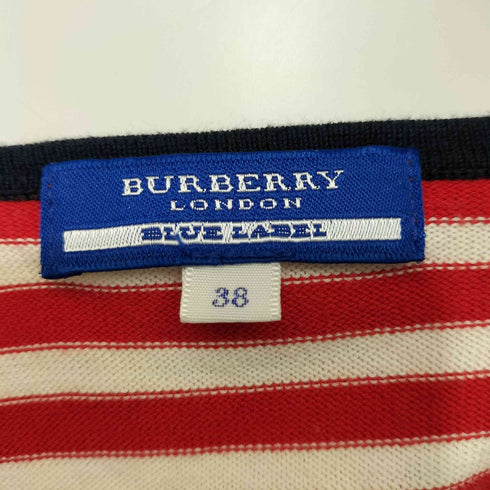 バーバリーブルーレーベル BURBERRY BLUE LABEL バックオープン ボーダー コットン五分袖ニットセーター レディース EUR:38