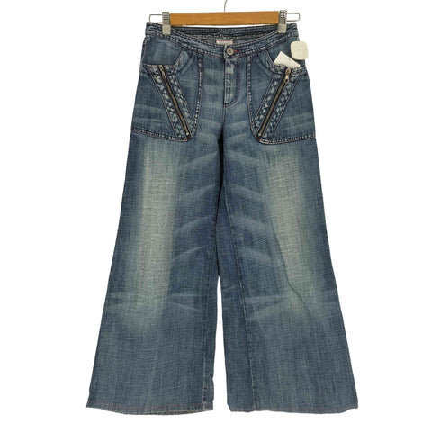 マックスアンドコー MAX & CO. MRS ジップ ベイカー ジップ デザイン ポケット ワイド デニム パンツ レディース