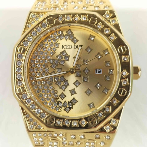 ICED OUT ゴールドジュエリー腕時計 メンズ