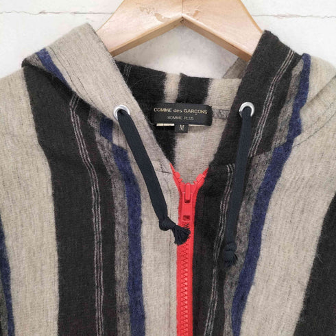 コムデギャルソンオムプリュス COMME des GARCONS HOMME PLUS AD2011 11AW DECADANCE期 一部製品染 マルチストライプウールジップアップパーカー メンズ M