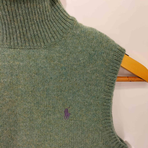 ラルフローレン RALPH LAUREN ポニー刺繍 ウール ニットベスト プルオーバー タートルネック レディース JPN:36