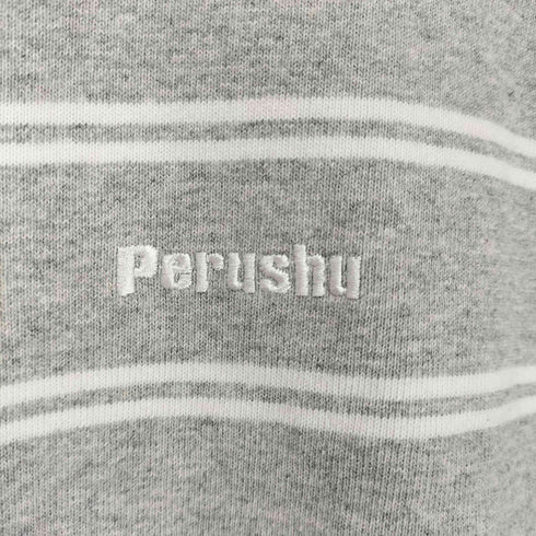 ペルーシュ Perushu ヘビーウェイトロゴ刺繍ボーダークルーネック L/S TEE メンズ JPN:M