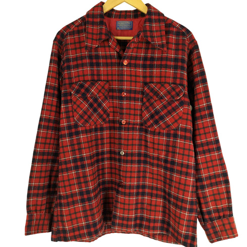 ペンドルトン PENDLETON 70S USA製 PURE VIRGIN WOOL タータンチェック ウールネルシャツ メンズ import:L