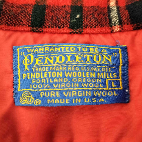 ペンドルトン PENDLETON 70S USA製 PURE VIRGIN WOOL タータンチェック ウールネルシャツ メンズ import:L