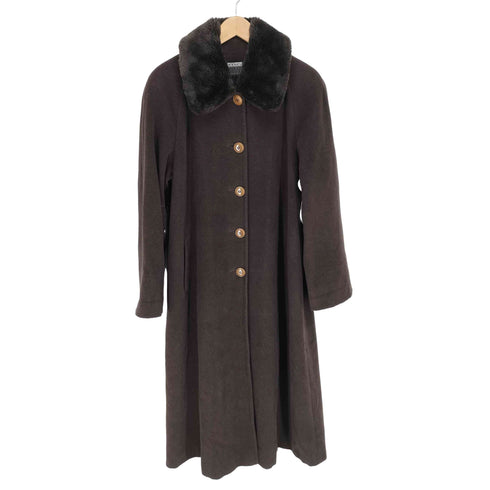 襟ファー アンゴラ混ウールロングコート ALPACA&WOOL レディース 158~162