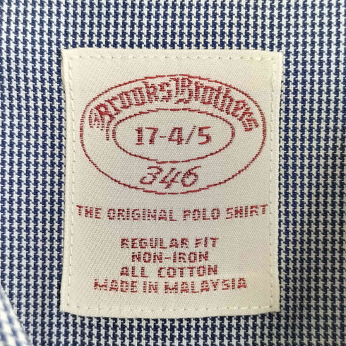 ブルックスブラザーズ 346 BROOKS BROTHERS ハウンドトゥースチェック ボタンダウンシャツ メンズ 17-4/5