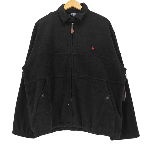 ポロバイラルフローレン Polo by RALPH LAUREN 80-90S USA製 三角タグ POLATEC ポニー刺繍 チンストラップ ジップアップ フリース ジャケット メンズ import:L