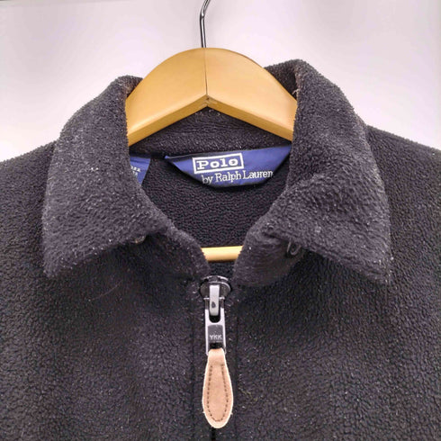 ポロバイラルフローレン Polo by RALPH LAUREN 80-90S USA製 三角タグ POLATEC ポニー刺繍 チンストラップ ジップアップ フリース ジャケット メンズ import:L