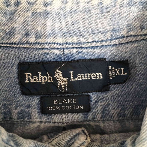 ラルフローレン RALPH LAUREN 90s ポニー刺繍 コットンデニムシャツ メンズ import:XL