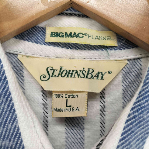 セントジョンズベイ STJOHNS BAY 70~80S BIGMAC FLANNEL ストライプネルシャツ MADE IN USA メンズ L