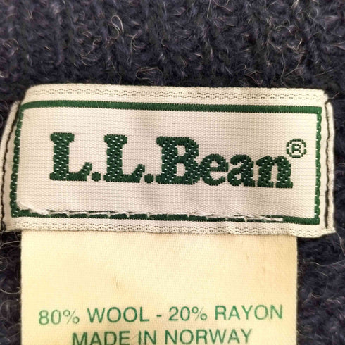 エルエルビーン L.L.Bean 80s ノルウェー製 バーズアイ ウールヘンリーネックニット メンズ XXL