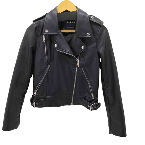ザラ ZARA フェイクレザーライダースジャケット レディース import:S