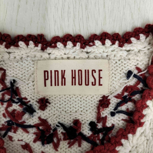 ピンクハウス PINK HOUSE 半袖ニット ノーカラーカーディガン レディース FREE