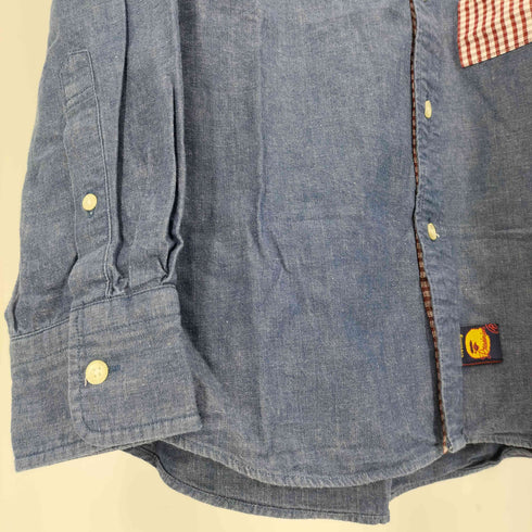 アベイシングエイプ A BATHING APE エイプヘッド パッチワーク リペア加工 デニム B.D シャツ メンズ JPN:L