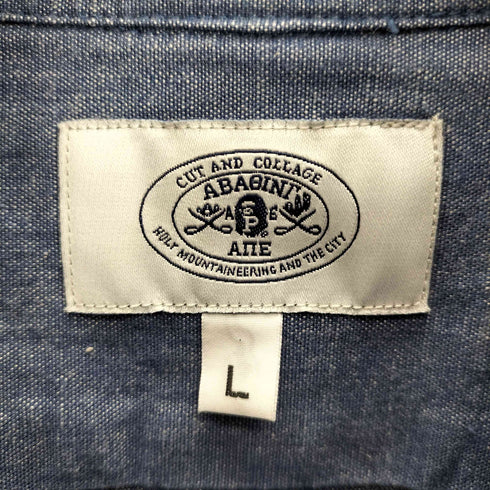 アベイシングエイプ A BATHING APE エイプヘッド パッチワーク リペア加工 デニム B.D シャツ メンズ JPN:L