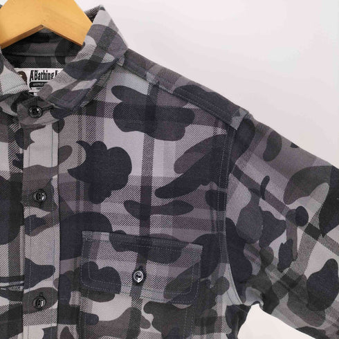 アベイシングエイプ A BATHING APE Camo Flannel Button down shirt カモ フランネル ボタンダウン シャツ メンズ JPN:L