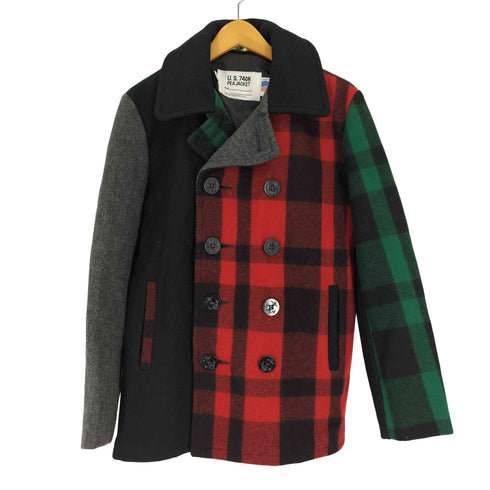 ショット Schott USA製 U.S. 740N PEAJACKET クレイジー チェック ナイロン ウール ピーコート メンズ US:38