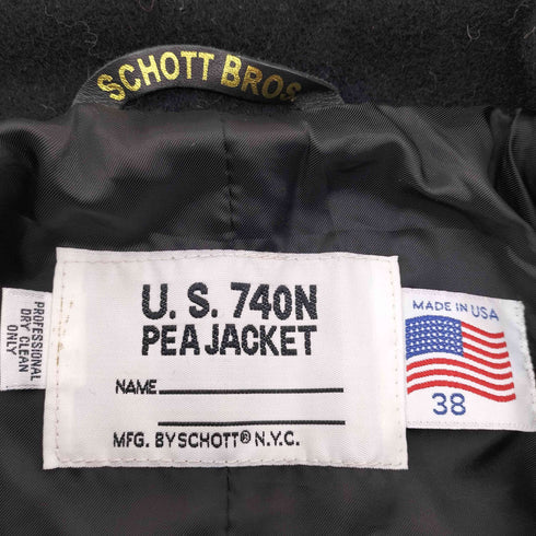 ショット Schott USA製 U.S. 740N PEAJACKET クレイジー チェック ナイロン ウール ピーコート メンズ US:38
