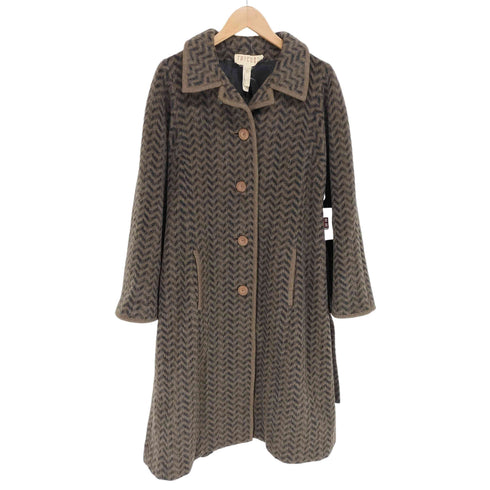 MADE IN FRANCE 70~80S ヘリンボーンウールロングコート レディース