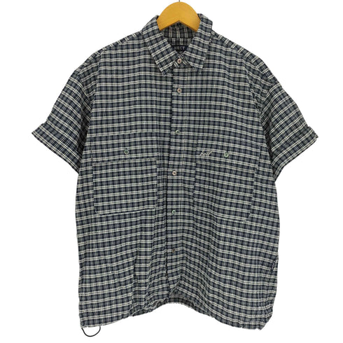 HECT Big W-pocket Draw Cord Seersucker Check S/S Shirt ビッグシルエット ダブルポケット ドローコード シアサッカーチェックシャツ メンズ JPN:S