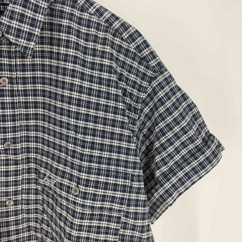 HECT Big W-pocket Draw Cord Seersucker Check S/S Shirt ビッグシルエット ダブルポケット ドローコード シアサッカーチェックシャツ メンズ JPN:S