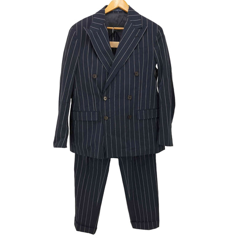 ポロバイラルフローレン Polo by RALPH LAUREN ストライプ ダブルブレスト ジャケット スラックス パンツ セットアップ メンズ 40R/33-33