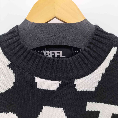 BFFL アルファベット 総柄アクリルクルーネックニット メンズ