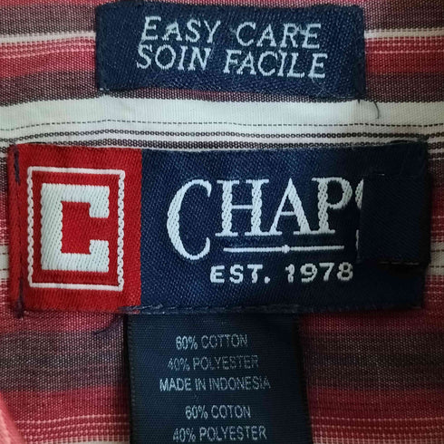 チャップス CHAPS EASY CARE SOIN FACIEL ボーダー ボタンダウン ポケットシャツ メンズ import:L