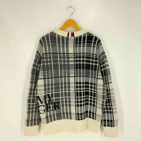 トミーヒルフィガー TOMMY HILFIGER ロゴプリント ミックスチェック クルーネック ニット メンズ import:M