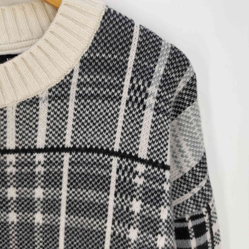 トミーヒルフィガー TOMMY HILFIGER ロゴプリント ミックスチェック クルーネック ニット メンズ import:M