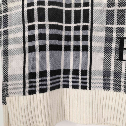 トミーヒルフィガー TOMMY HILFIGER ロゴプリント ミックスチェック クルーネック ニット メンズ import:M