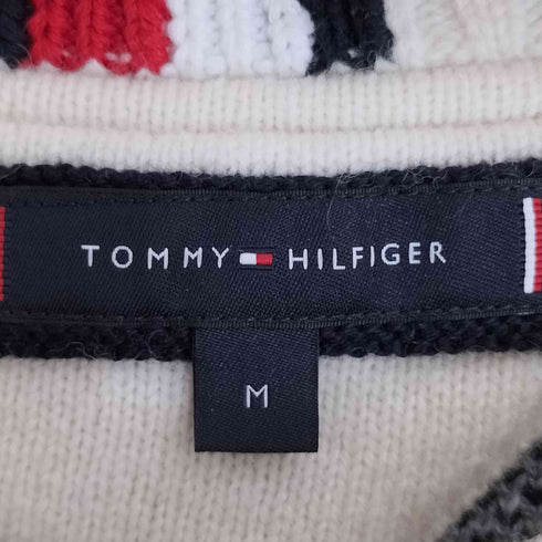 トミーヒルフィガー TOMMY HILFIGER ロゴプリント ミックスチェック クルーネック ニット メンズ import:M