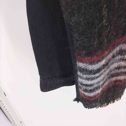 ザラ ZARA ツイード 切替 ブラックデニム スナップボタン シャツ ジャケット レディース import:S