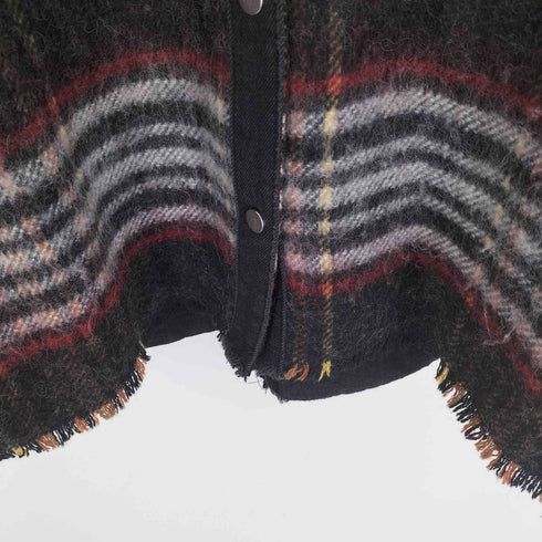 ザラ ZARA ツイード 切替 ブラックデニム スナップボタン シャツ ジャケット レディース import:S